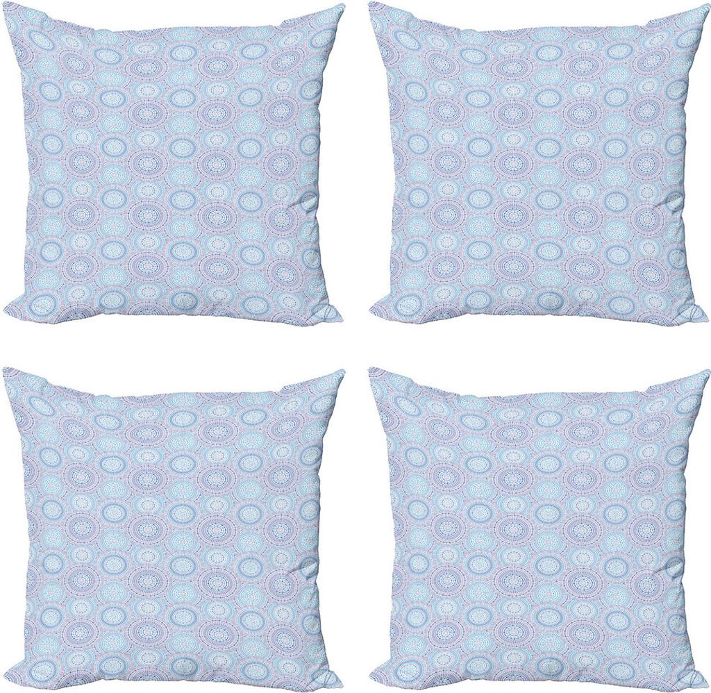 ABAKUHAUS Ethnisch Kissenbezug Set (4 Stück), Sun-Kreise und Punkte, Moderner Doppelseitiger Digitaldruck, 45 cm x 45 cm, Mehrfarbig