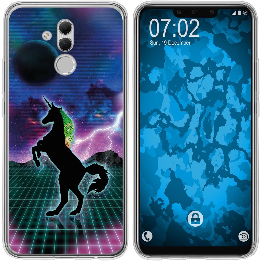 PhoneNatic Case kompatibel mit Huawei Mate 20 Lite Silikon-Hülle Retro Wave Einhorn M2