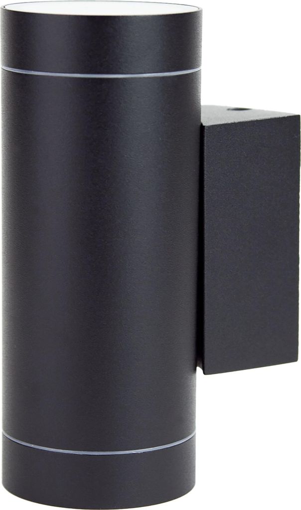Grafner Aluminium Wandlampe schwarz, mit nach oben und unten gerichtetem Lichtschein, IP44, 2x GU10 Fassung, Wandleuchte rund Down Light Wand Lampe...