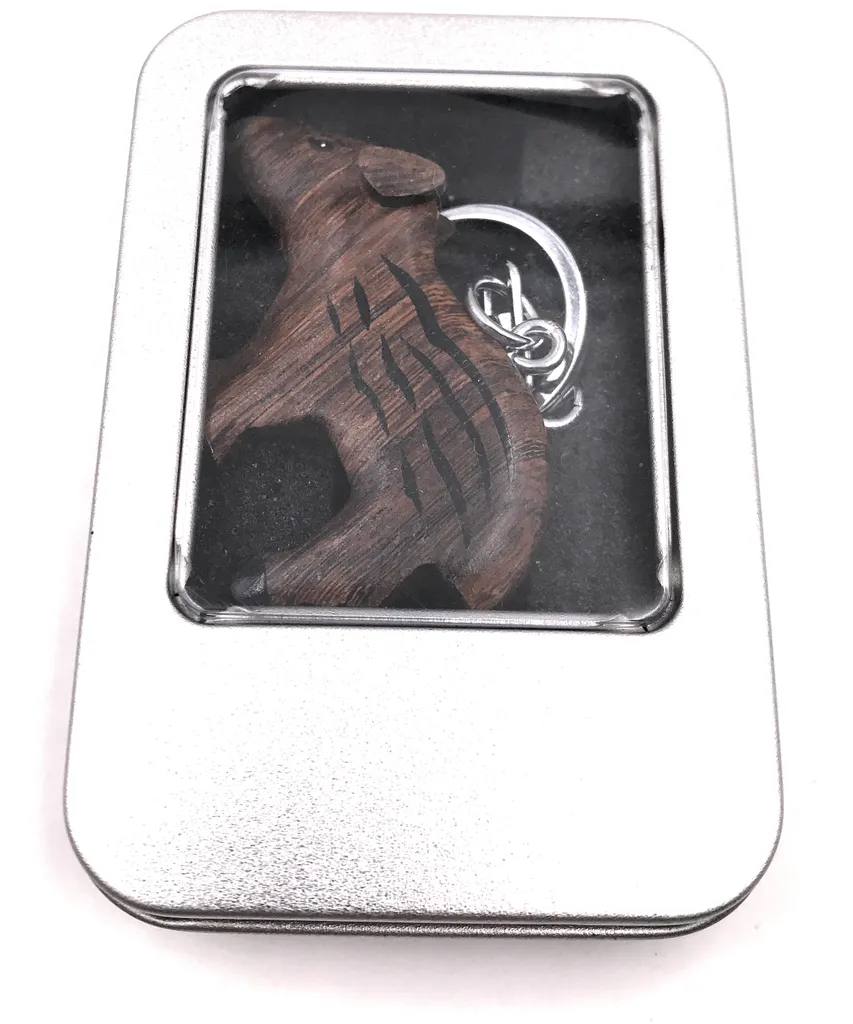 Portachiavi Artigianale in Legno Cinghiale | Confezione Regalo Premium - 3