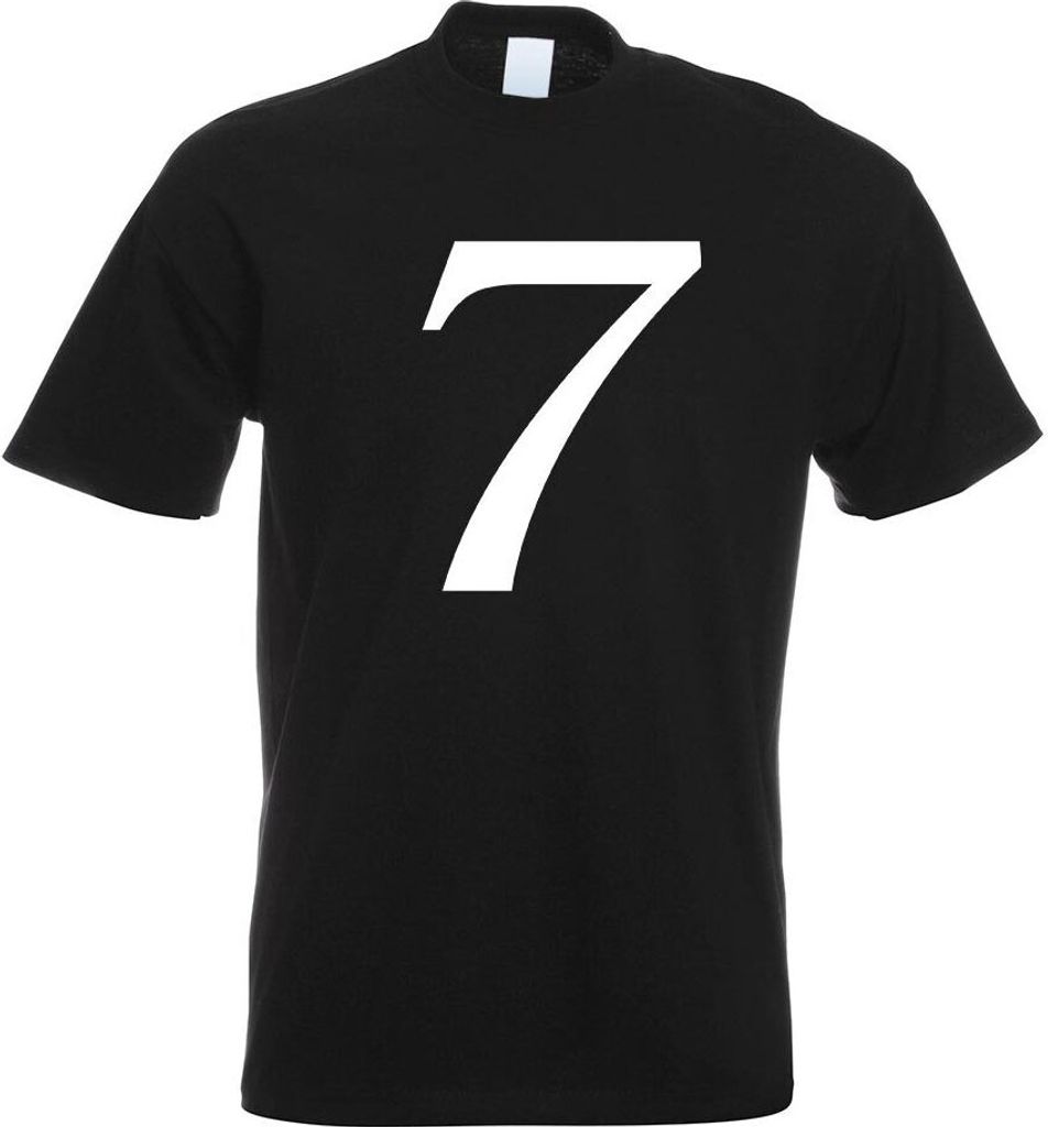 Kiwistar - T-Shirt - schwarz - Zahl 7 - Zahlen Nummern Motiv Bedruckt Funshirt Design Print - mit Motiv Bedruckt - Funshirt Design - Sport - Freize...