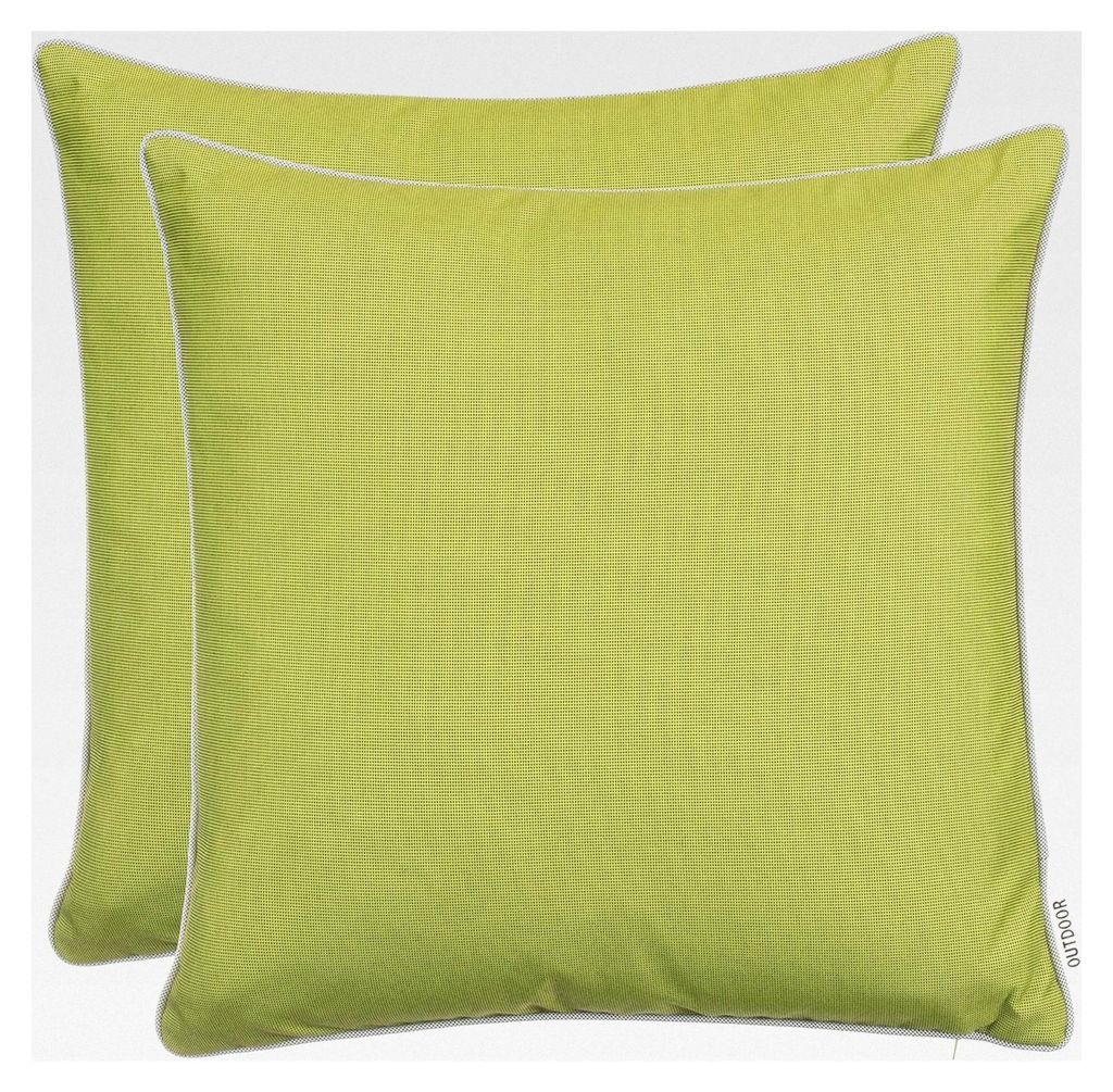 2er Set Outdoor Kissenbezüge 45x45 cm – Wetterfeste Zierkissenbezüge mit Paspel – Wasserabweisende Dekokissenbezüge mit Reißverschluss für...