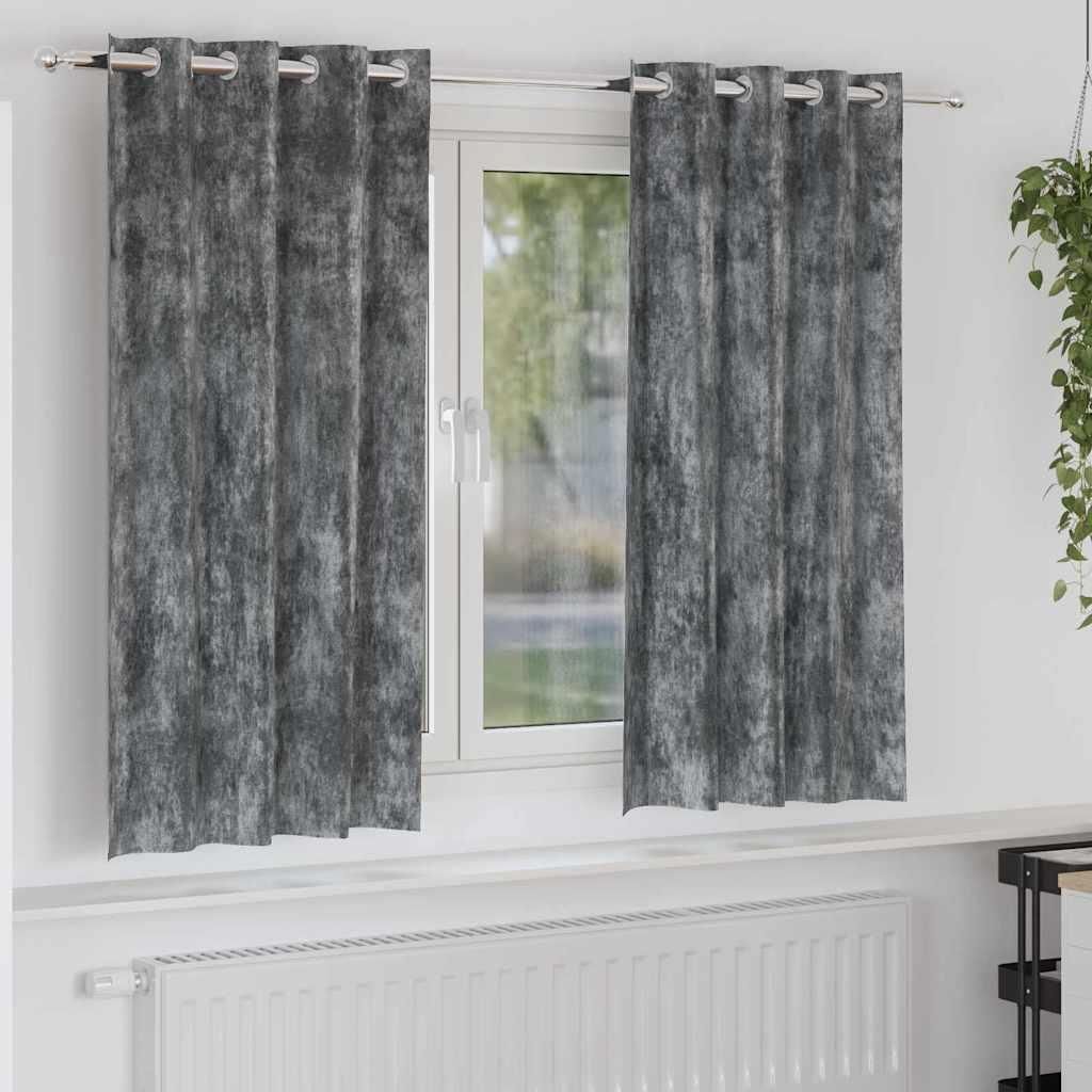 Samtvorhänge mit Vorhängen 2 pcs Grau 175 x 140 cm Samt