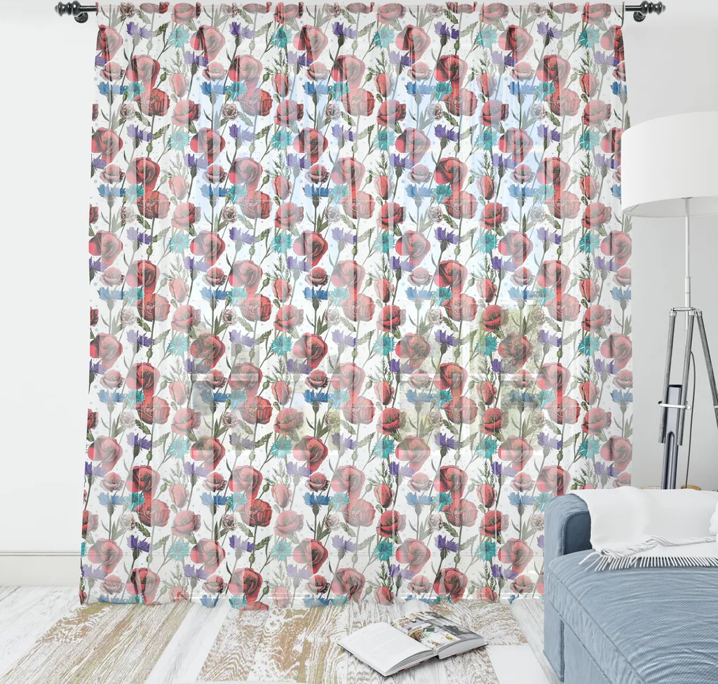 Arazzo Parete Fiori di Campo 274x274 ABAKUHAUS - Rosso e Viola