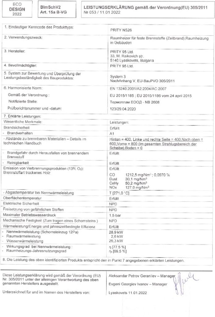 EEK-A - Wasserführender Kaminofen Holzofen Prity NS32 33.2 Produktbild 6