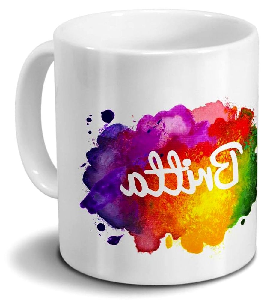 Tasse mit dem Namen Britta - Motiv Color Paint - Kaffeebecher, Mug, Becher, Kaffeetasse - Farbe Weiß