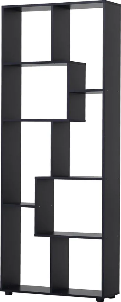 Étagère de rangement décalée style moderne noire haute de 178 cm