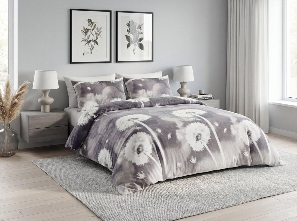 Mikroplyšové obliečky DANDORIA šedé 70x90 + 140x200 Obrázok produktu 