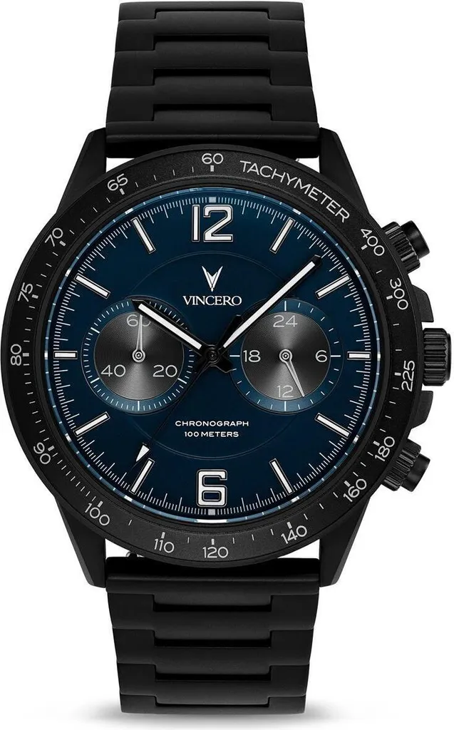 Montre Vincero The Apex Noir Mat et Bleu Marine Chronographe de Luxe