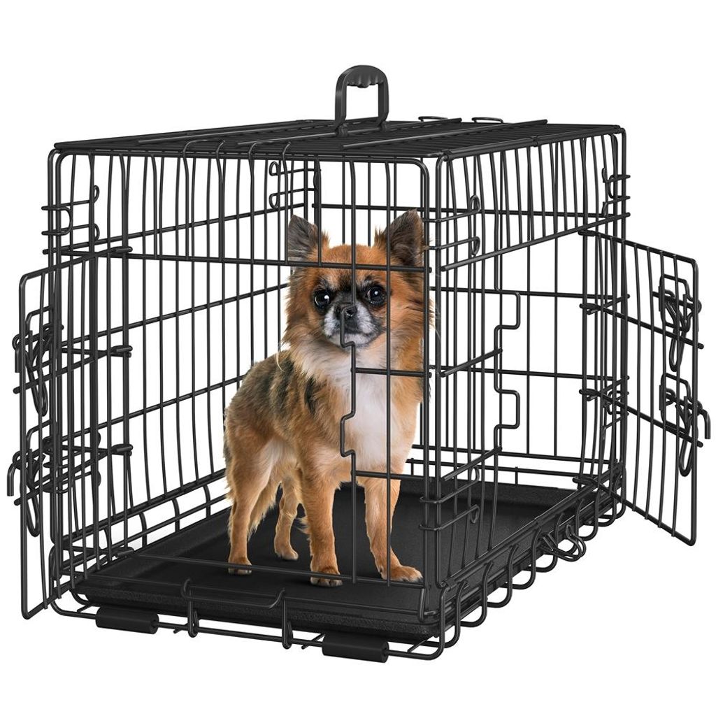 Yaheetech Hundekäfig 62 x 42 x 47 cm klappbar Hundebox für Zuhause mit Bodenschale & Trennwand Tiertransportbox Transportkäfig für Auto