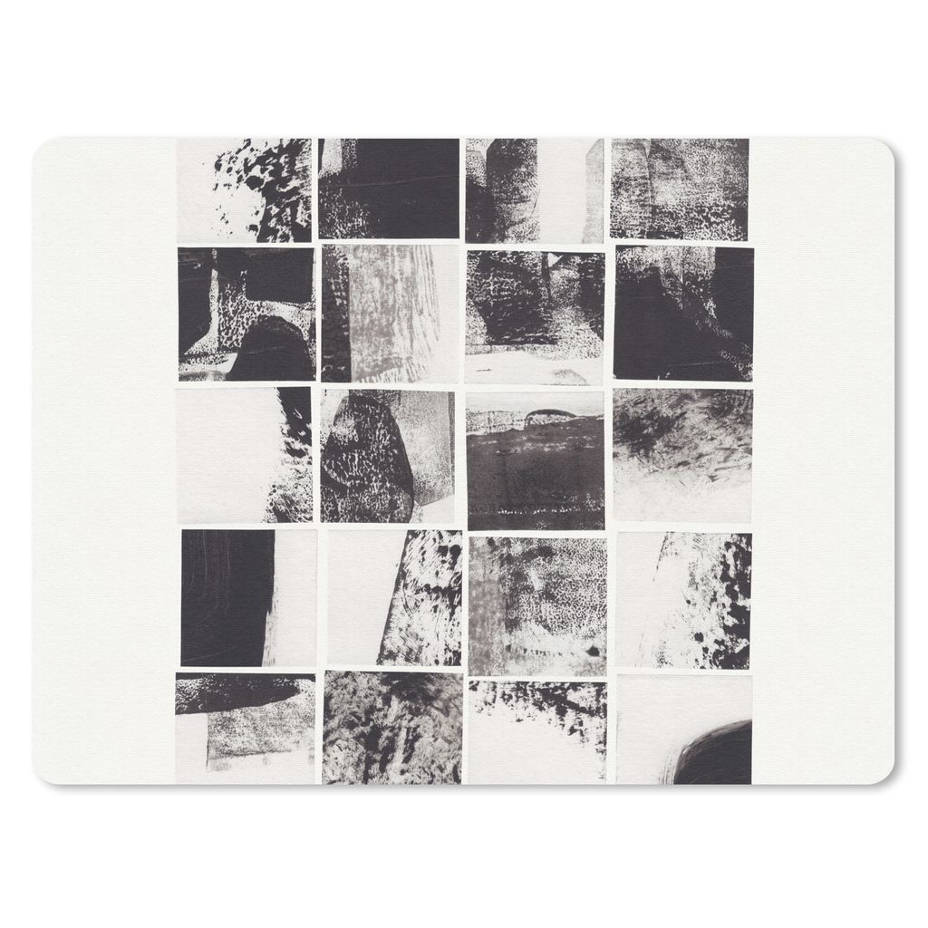 MuchoWow Mauspad Mousepad Mosaik - Abstrakt - Schwarz - Weiß 23x19 cm - Mousepads - Maus Mat - Pad - Mausunterlage - Schreibtischunterlage - Mau...