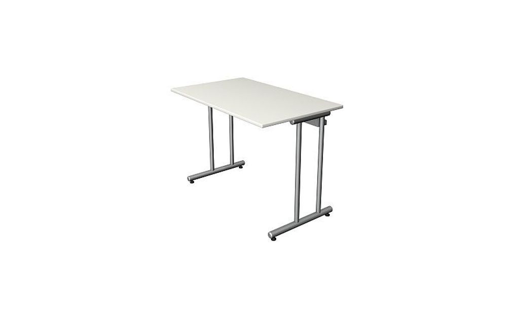 Kerkmann Schreibtisch START UP 100x60x75 cm C-Fuß-Gestell alusilber inkl Kabelkanal verschiedene Dekore Weiß