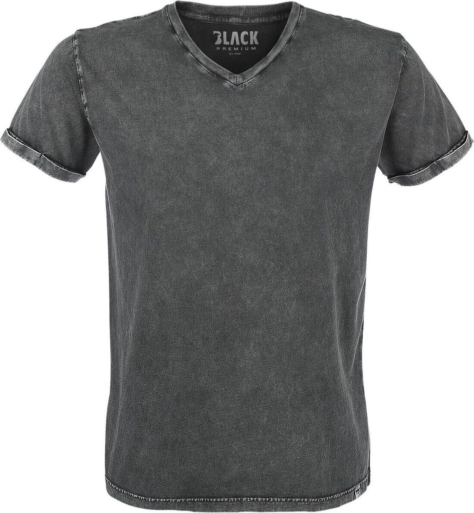 Black Premium by EMP Herren graues Vintage T-Shirt mit V-Ausschnitt 4XL