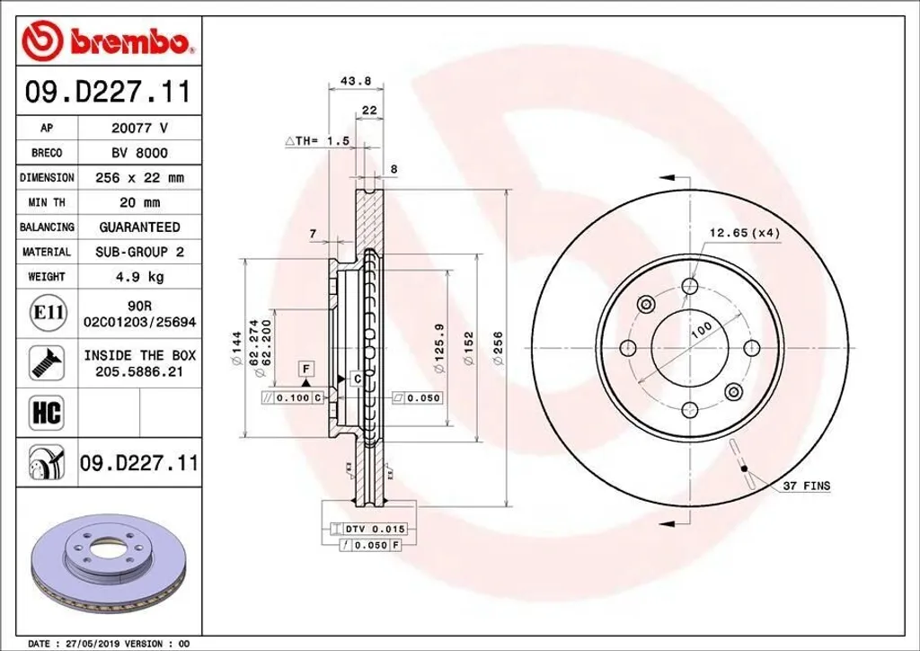 Paire de disques de frein ventilés avant pour Hyundai i20 et Rio IV