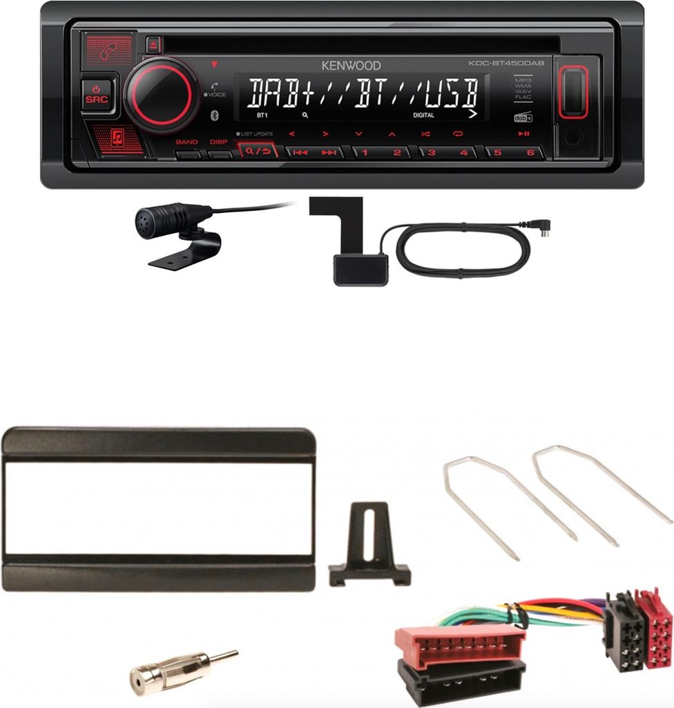 Kenwood KDC-BT450DAB Bluetooth DAB CD Einbauset für Focus Fiesta Puma Mondeo