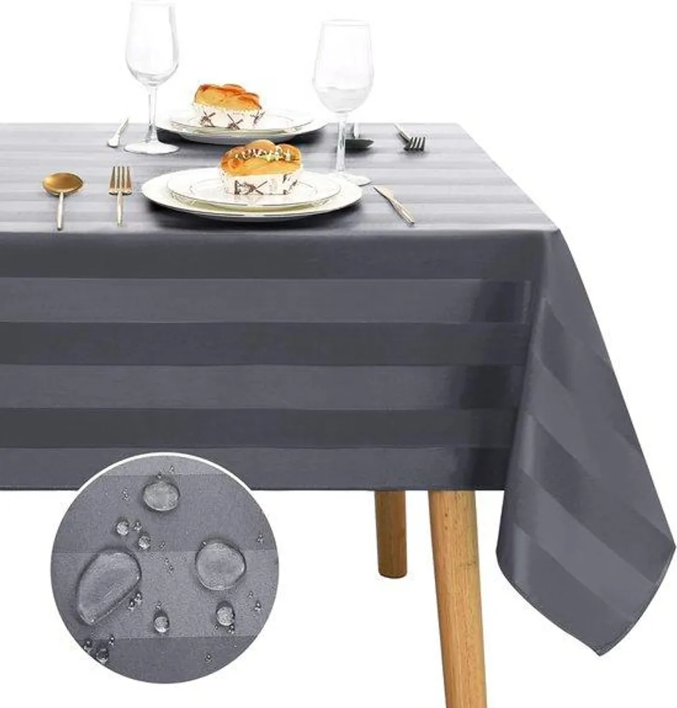 Linge de table : Nappe rectangulaire grise 135x200 cm effet déperlant