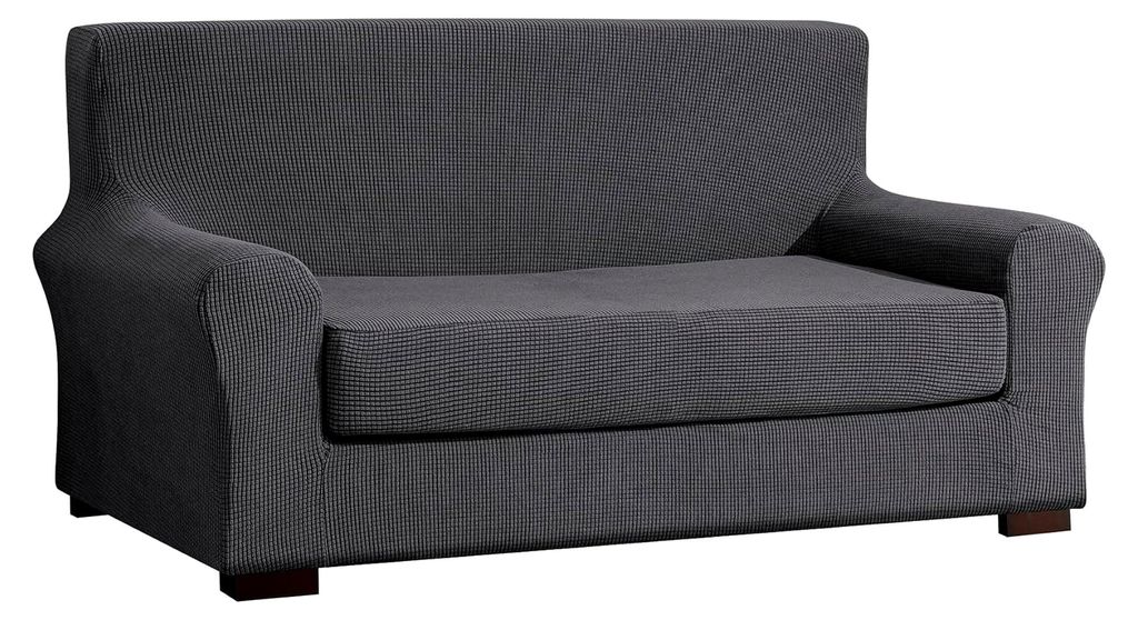 2-teilige Jacquard Sofahussen für Sofaüberwurf, Couchbezug und Armlehnenbezüge, Komplettschutz (Dunkelgrau, 145-185 cm)
