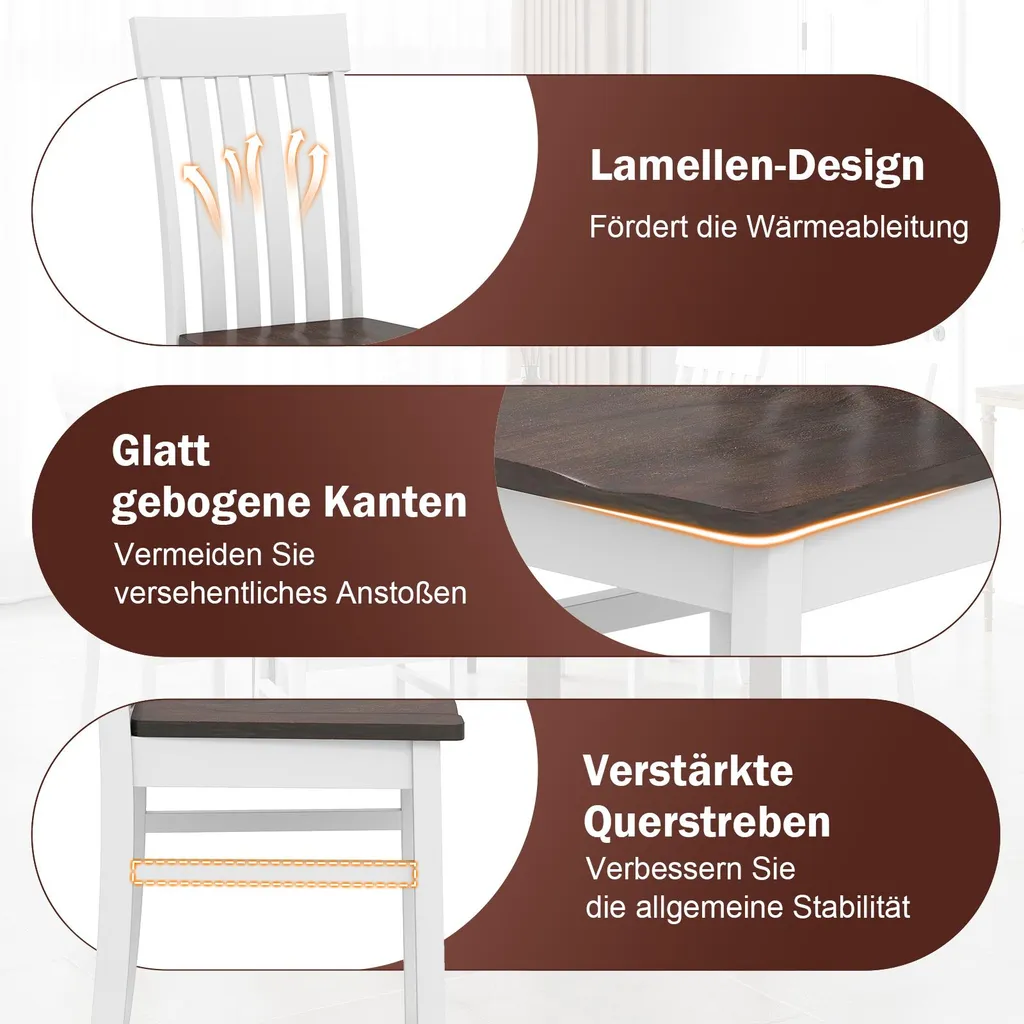 COSTWAY Set 2 Sedie Cucina Noce - Design Ergonomico Legno - 6