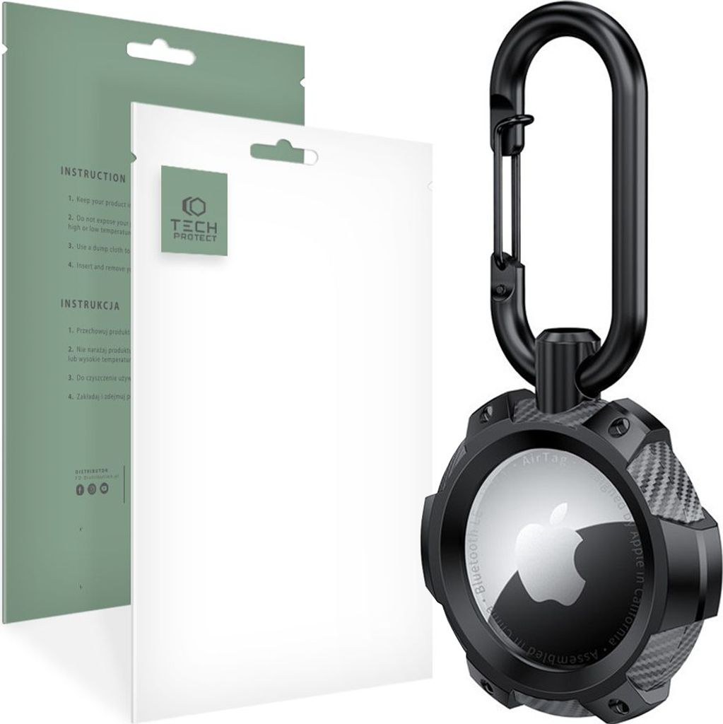 Tech-Protect Tpucarbon Apple Airtag Schwarz