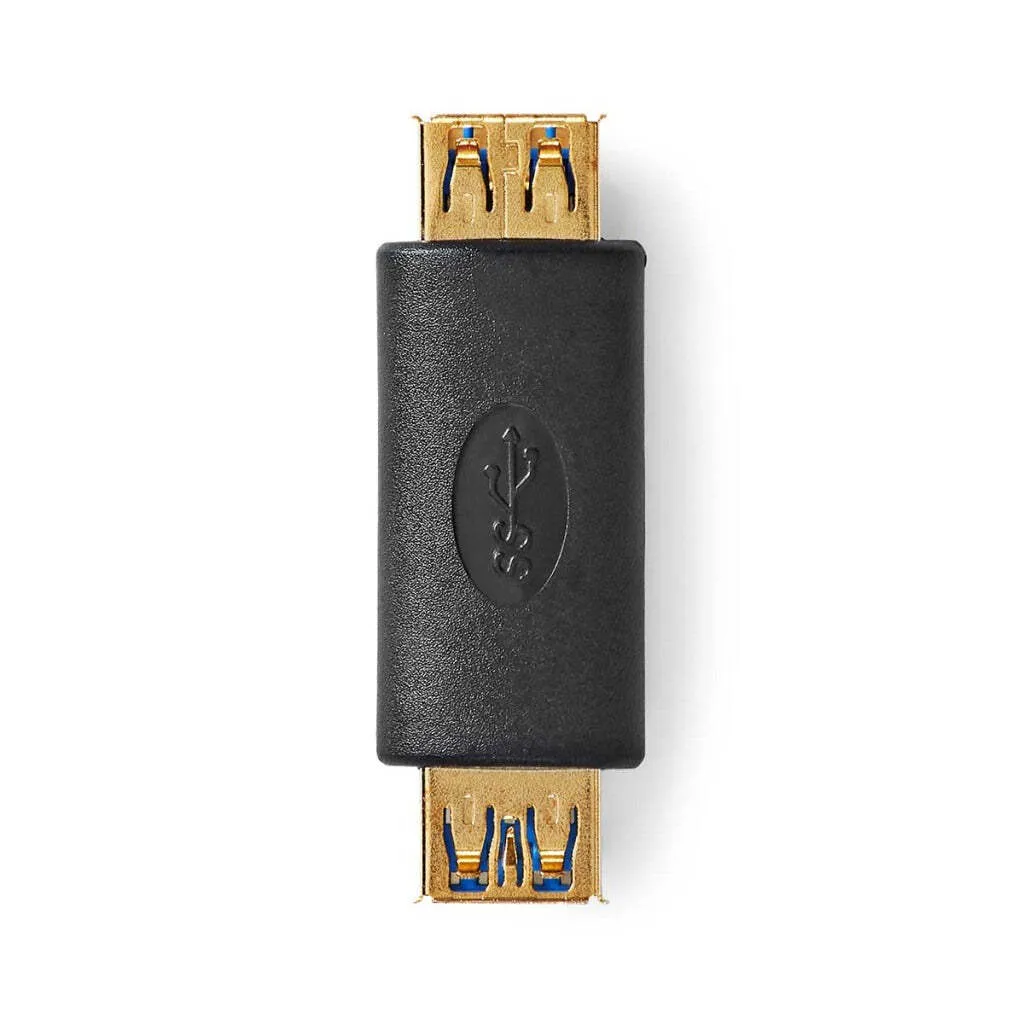 Adattatore USB-A | USB 3.2 Gen 1 | USB-A femmina | USB-A femmina | 5 Gbps | Rotondo | Placcato oro | Antracite | Scatola
