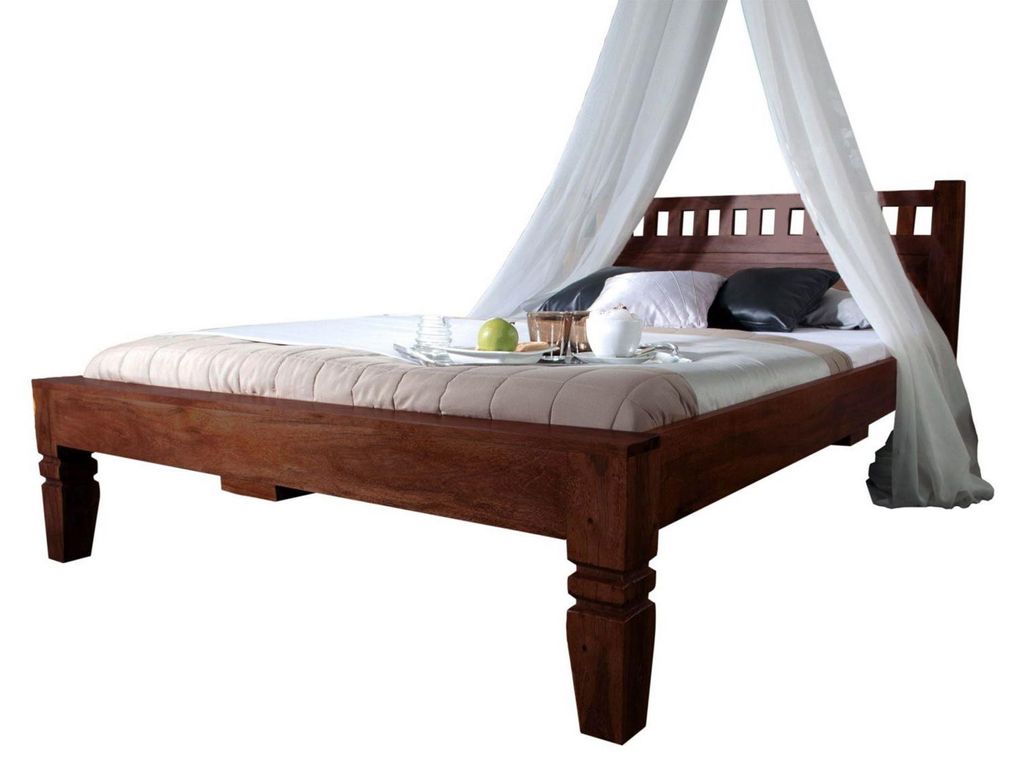 MASSIVMOEBEL24.DE Bett Akazie 140x200x90 nougat lackiert Produktbild 