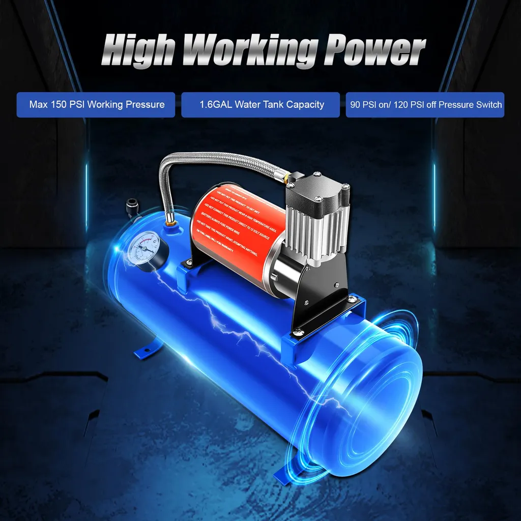 Compresseur d'air 12V portable bleu 150 PSI pour pneu de voiture VTT