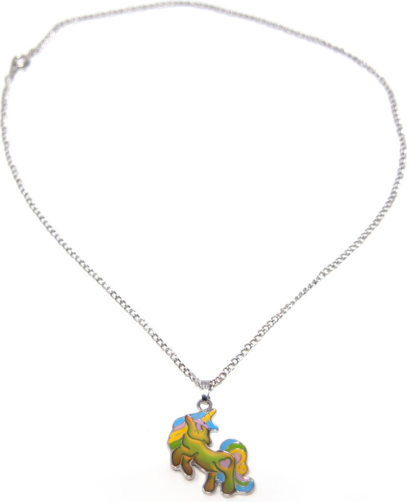 Stimmungskette mit Metallkette - Einhorn Rainbow Schweif