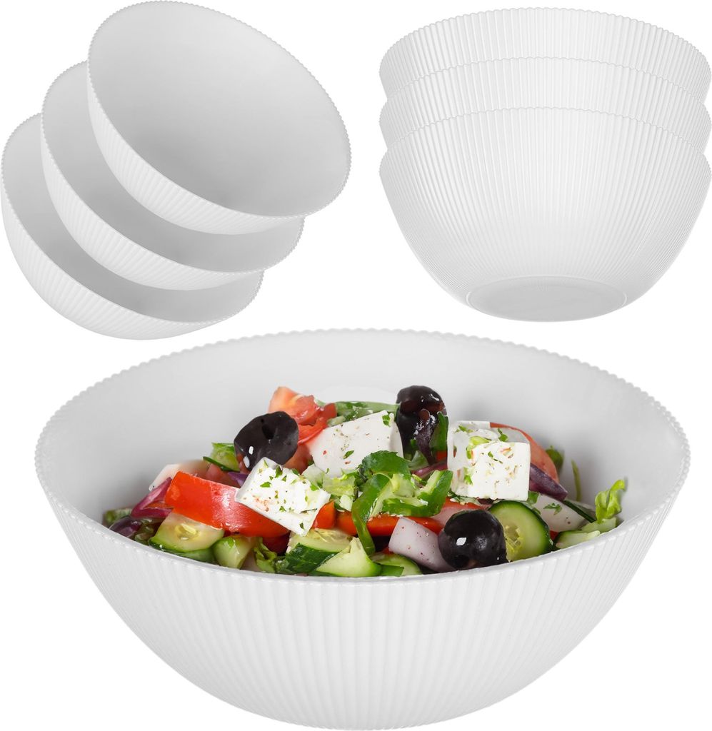 KADAX Salatschüssel 20 cm, 3er Set, weiße Schüssel aus Opalglas, ideal als Müslischalen, Suppenschalen, Salatschalen, Dessertschalen oder Servi...