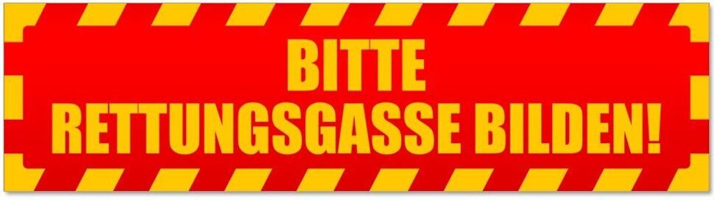 Kiwistar - Autoaufkleber - Rot - 60 x 16 cm - Bitte Rettungsgasse gestreift - Hinweis Aufkleber Sticker für Auto, Kfz, Fahrrad, PKW, LKW