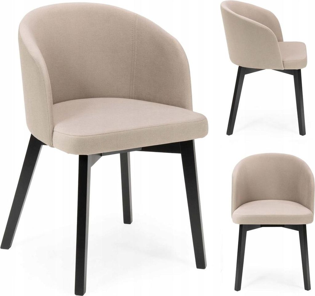 Stuhl für Esstisch - Taupe - Aus Holz - Küchenstuhl - 51 x 75 x 51 cm B/H/T - Schwarze Holzbeine - Tragkraft 130 kg - BELLUNO 2