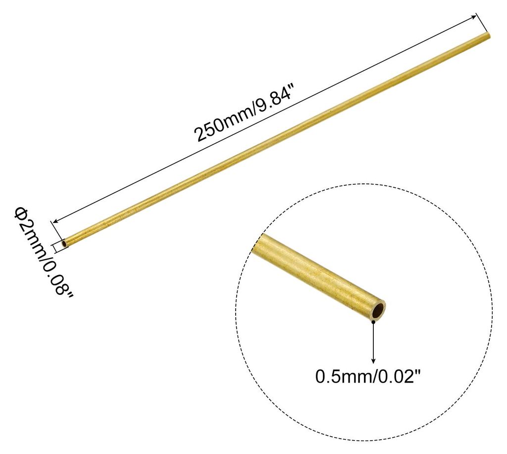 3 Stš¹ck 250mm L?nge Messingrohr 2mm Au?endurchmesser, Nahtlose Gerades Rohr 0,5mm Wandst?rke, Messing Rundrohr fš¹r Industrie Bauwesen Garten ...
