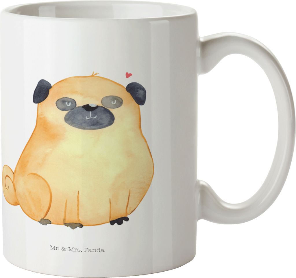 Mr. & Mrs. Panda Kaffeetasse Mops - Weiß - Geschenk, Tasse, Produktbild 