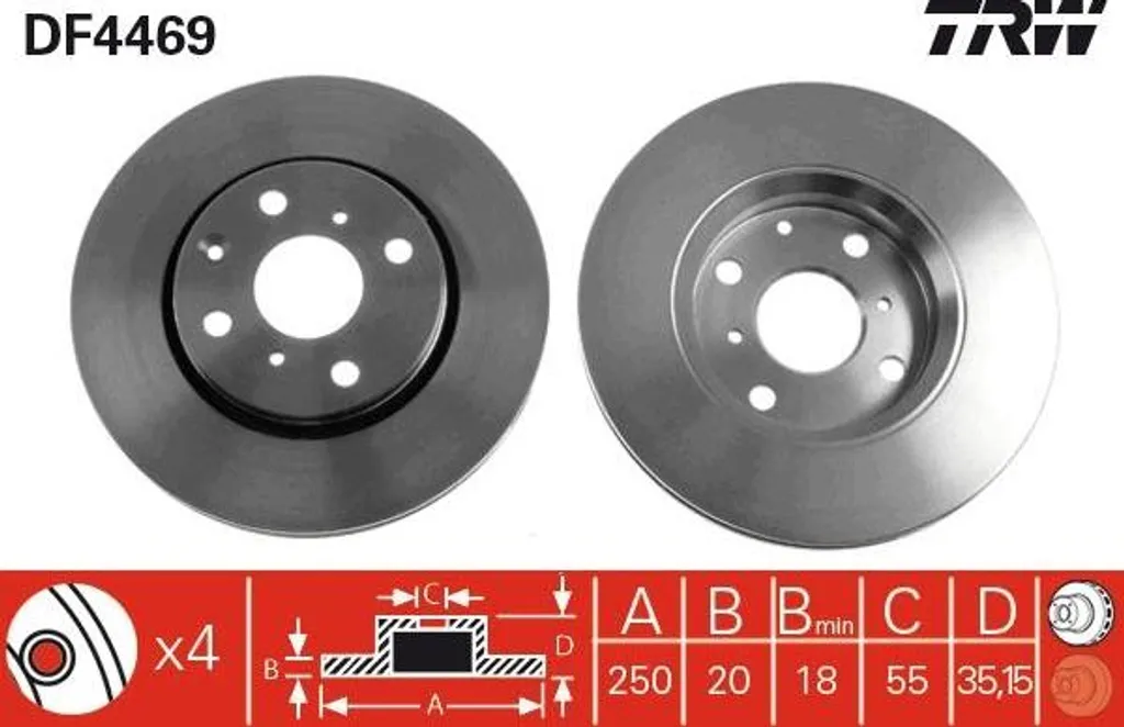 Disque de frein TRW haute performance DF4469 - Fiabilité OE LK3501124