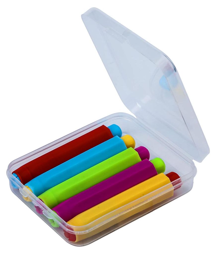 Kreidehalter, verstellbarer Kreidehalter für Tafelkreide, Aufbewahrungsbox in Rot, Rosa, Blau, Gelb und Grün für Lehrer, Büro und Klassenzimmer.