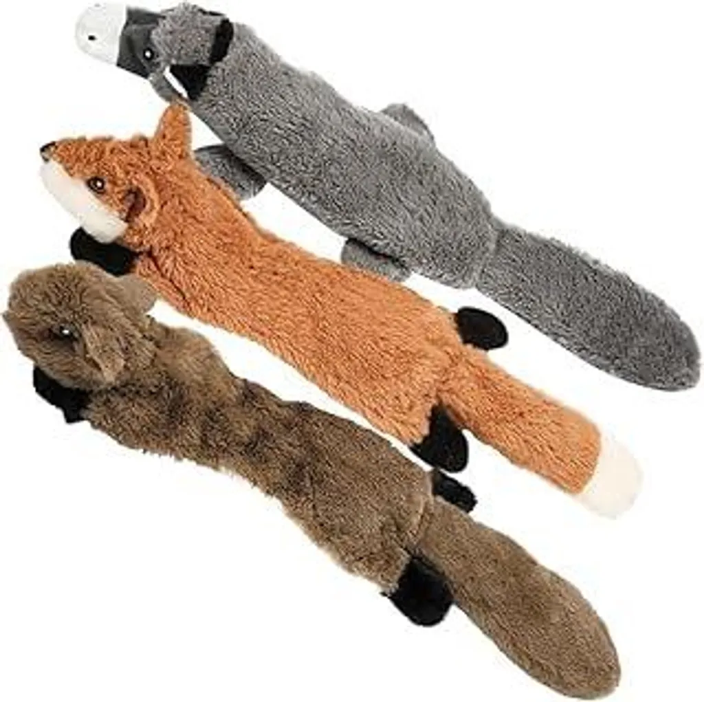 Set 3 Giochi Cane Nocciola: Peluche Senza Imbottitura con Squeaker