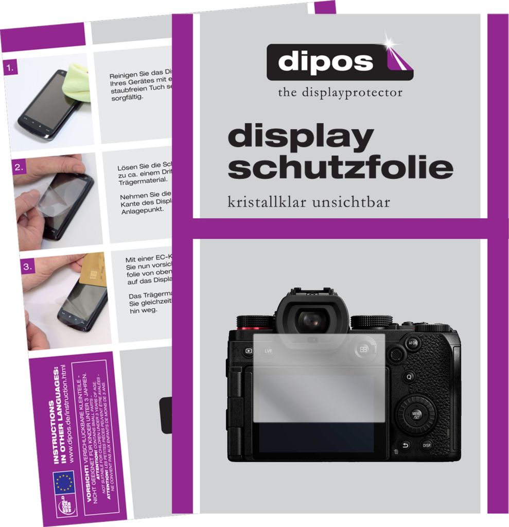 5x Schutzfolie für Panasonic Lumix DC-S5 klar Displayschutzfolie Folie Display Schutz dipos