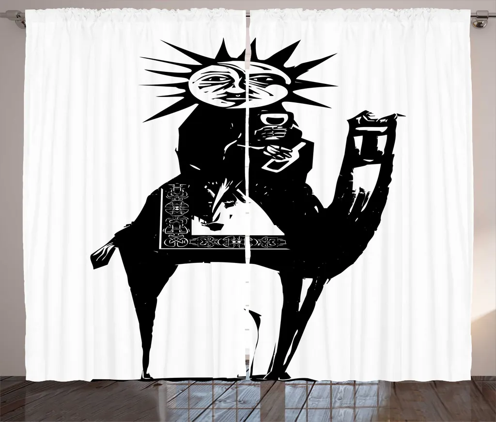 Paire de Rideaux de Salon Universels Motif Abstrait Gris et Blanc