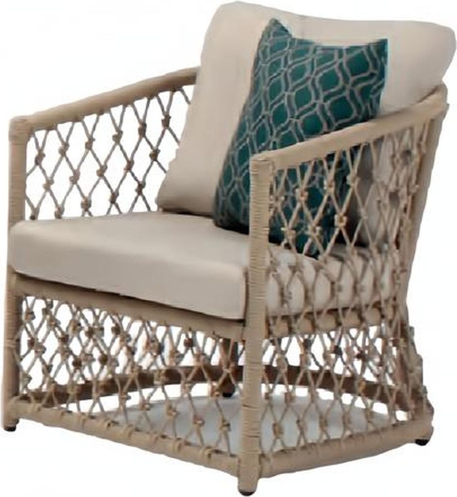 Sessel Beige Design Couch Sofa Relax Rattan Lounge Polster Sitzer Luxus