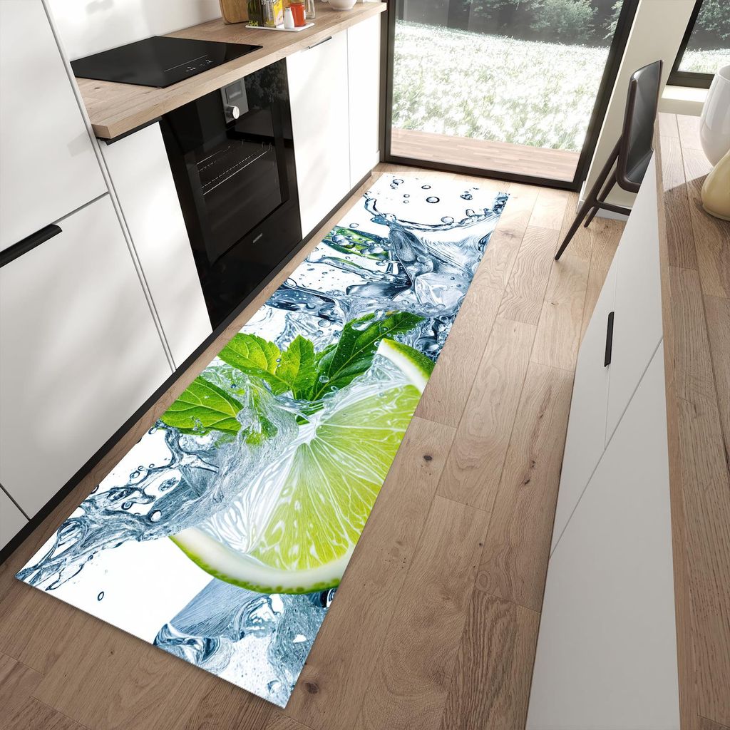 Küchenteppich 80x280cm rutschfest & abwischbar PVC Läufer - Limettenspritzer