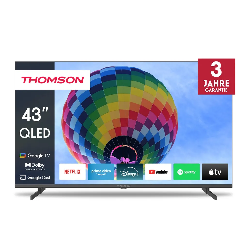Thomson 43 Zoll (109cm) QLED Google Smart TV, Wi-Fi, Dolby Audio, Bluetooth 5.1, Triple-Tuner, HDMI, CI+,  Panel - 43QG4S14