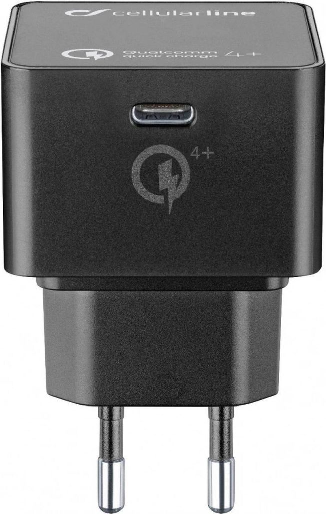 Cellularline USB-C Charger Power Delivery 30W - USB-C Smartphones and Laptop, Drinnen, AC, Schwarz