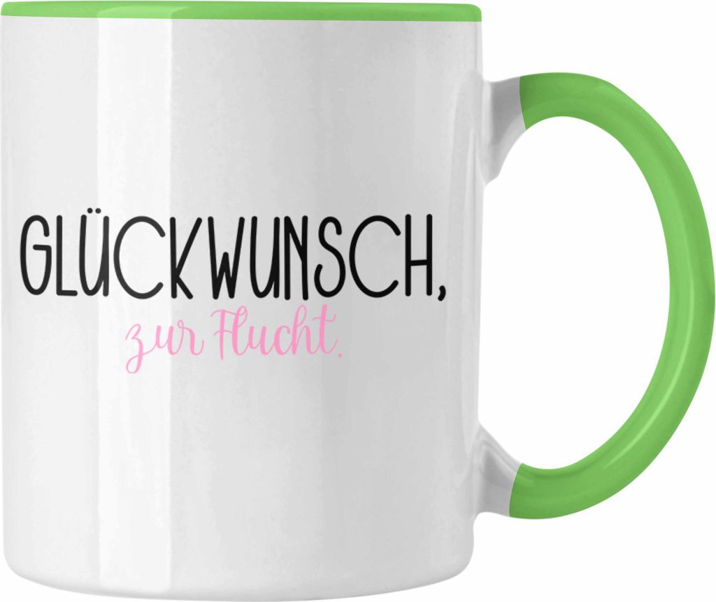 Trendation - Jobwechsel Tasse Geschenk Kollegin Kollege Lustig Abschiedsgeschenk Sprüche - Glückwunsch Zur Flucht Abschied (Grün)