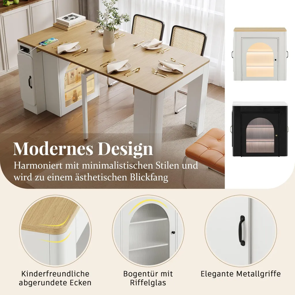 Desserte de Cuisine Extensible avec LED et Multiprise pour Petit Espace - 5