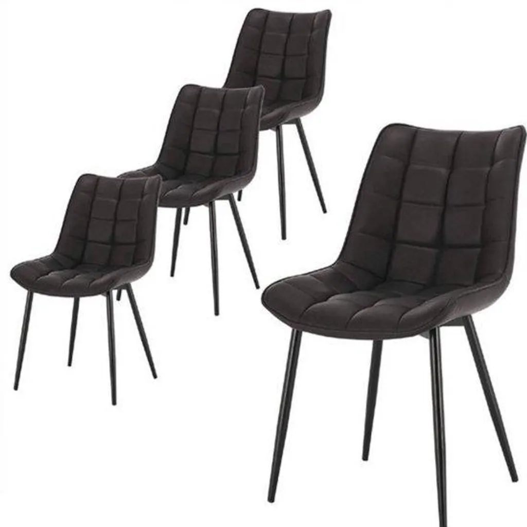 Chaises salle à manger en cuir anthracite lot de 4 pour table moderne