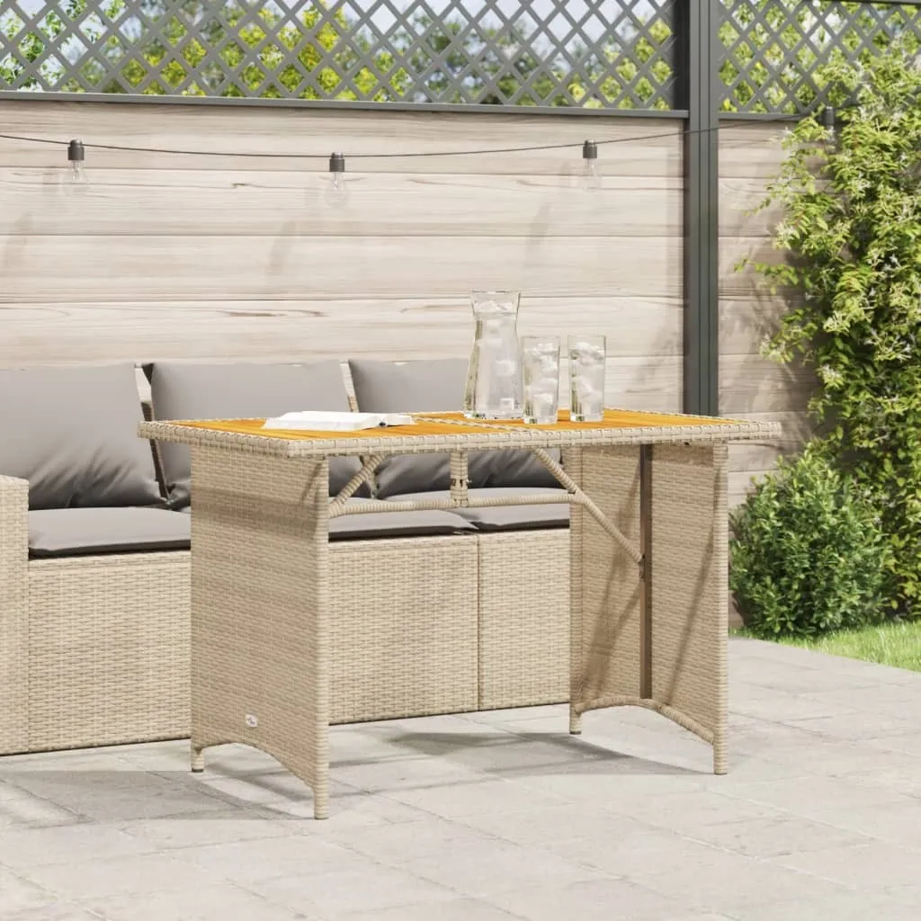 Arredo Giardino vidaXL: Tavolo Beige Poly Rattan e Legno 110cm - 3