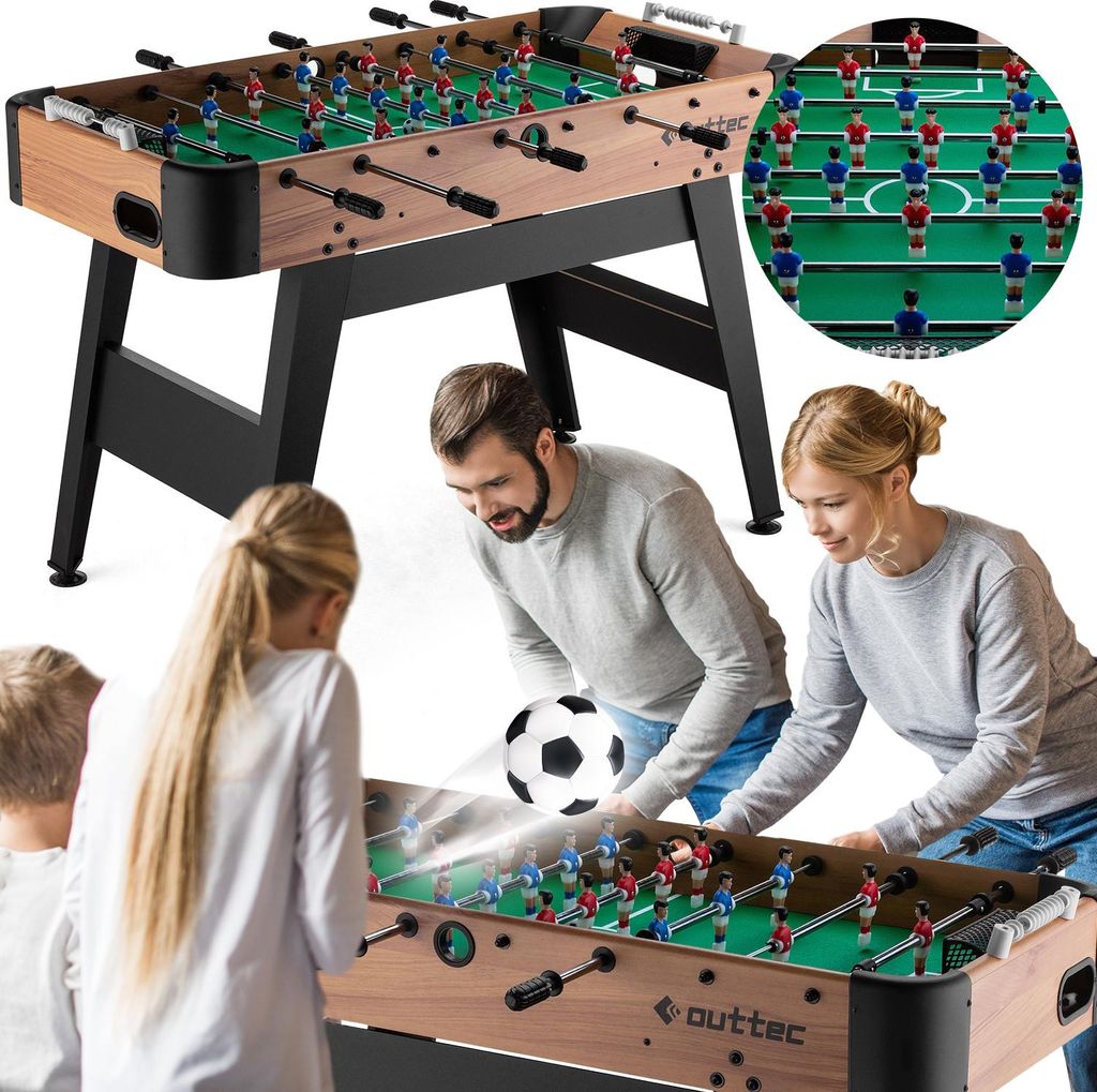 Outtec Kickertisch, Tischkicker, Tischfußball für Kinder und Erwachsene - 121 x 60,5 x 82,5 cm - inkl. 2 Bälle - Fußballtisch mit 22 Spieler,...