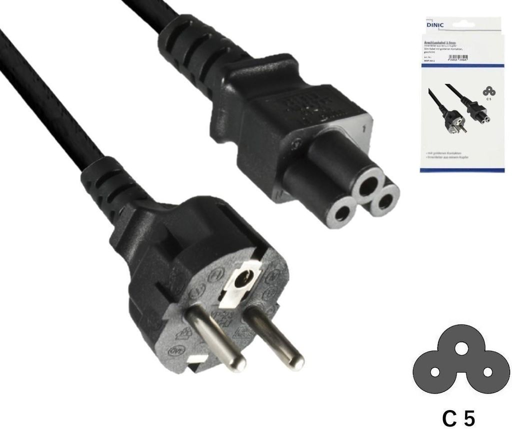 DINIC CB-3-KB, 1,8 m, Netzstecker Typ E+F, IEC C5, H05VV-F