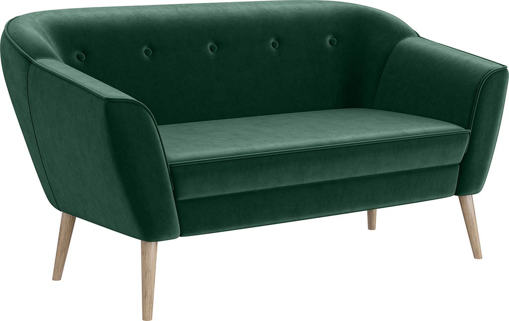 MEBLINI Mini Sofa 2-Sitzer für Wohnzimmer - Mini Lounge für zwei Personen - Küchensofa - Sofa Klein - DORIS - 2 - Grün Samt