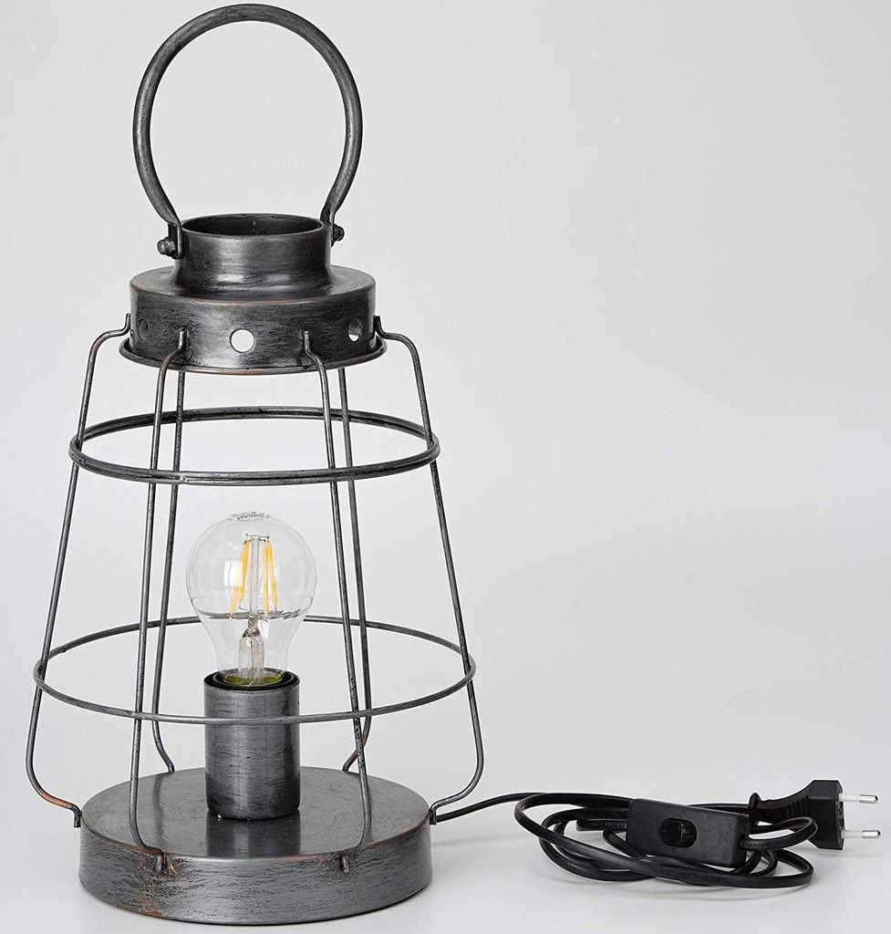 Brubaker Set di 2 Lampade da Tavolo o da Comodino Home - Lampade da Tavolo con Base in Ceramica e Paralume in Tessuto - Altezza 32,5 cm, Bianco Grigio