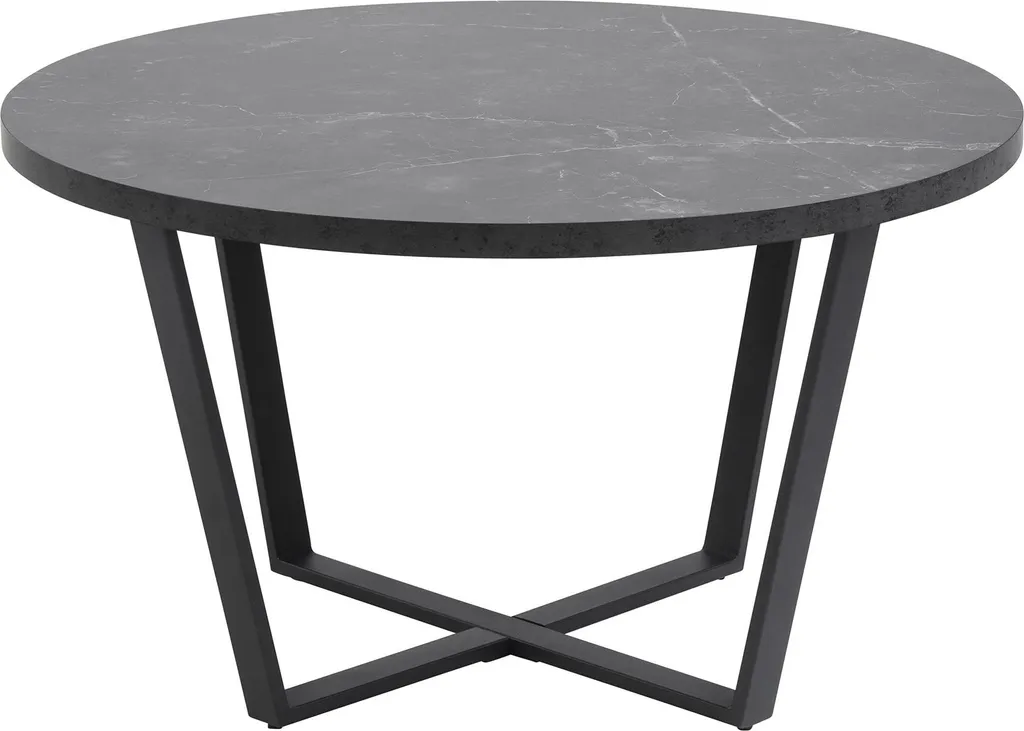 Table Basse Ronde Salon 77 cm Aurora Noir Marbré pour Déco Design